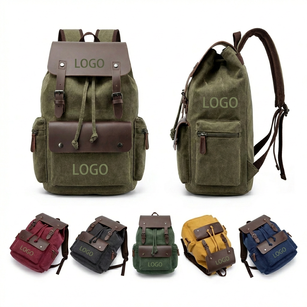 Vintage Explorer Button-Flap Laptop Backpack