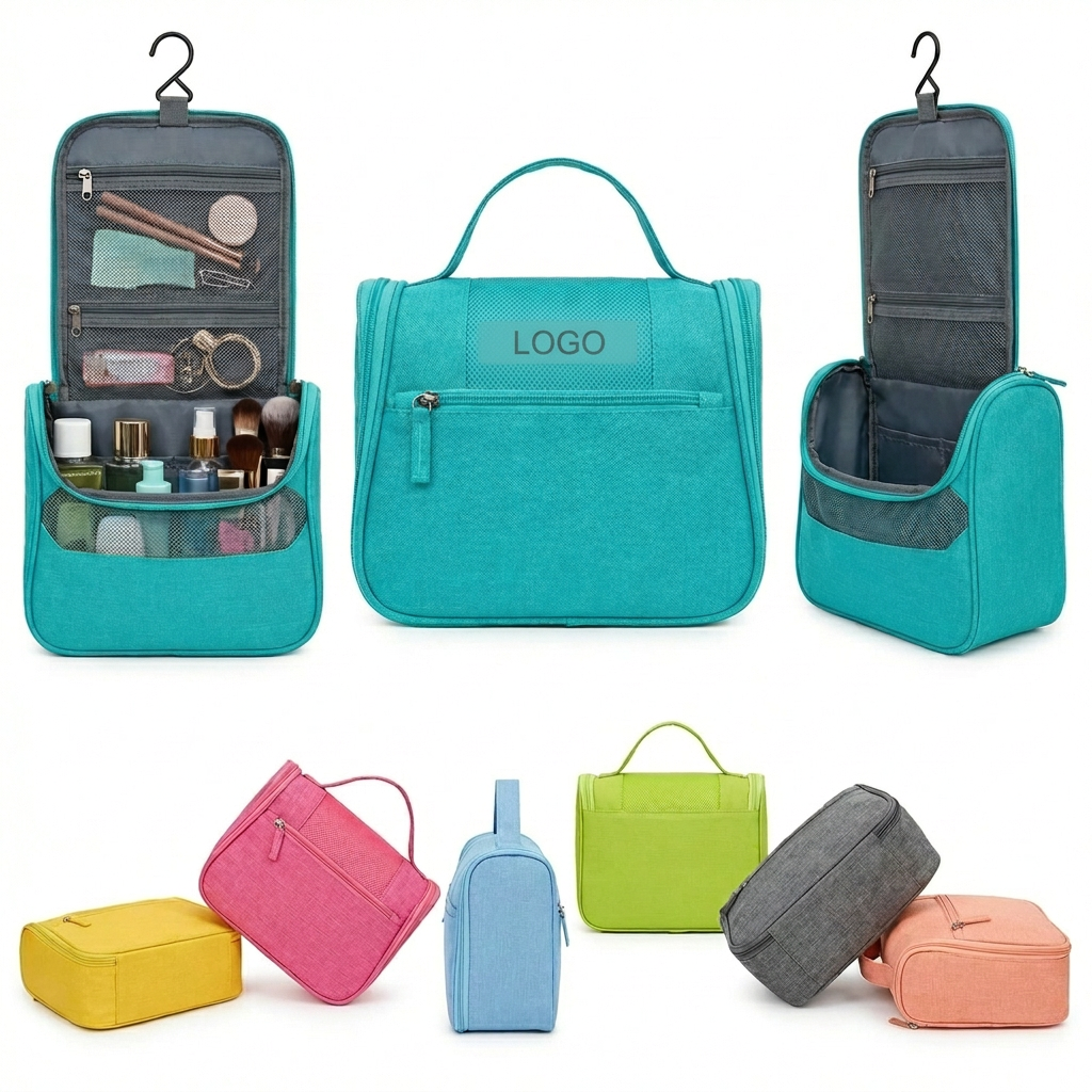 Color-Block Travel Toiletry Organizer with Mesh Pockets