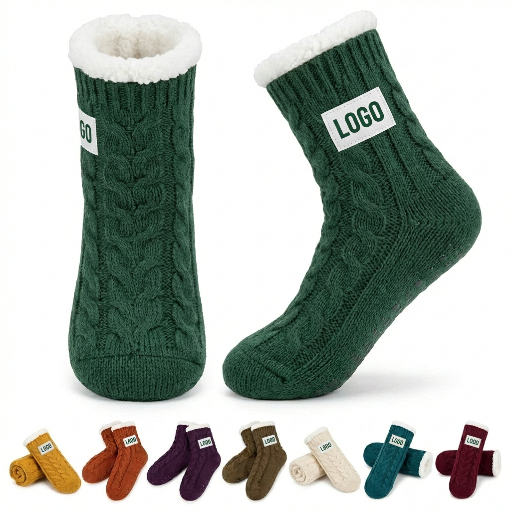 Cozy Holiday Fuzzy Socks with Anti-Skid Silicone Sole