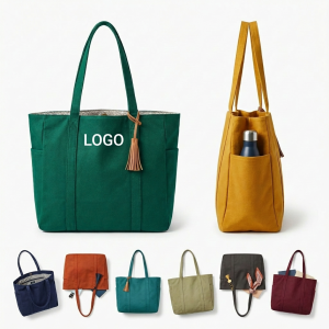 Women's Canvas Tote Bag with Snap Closure